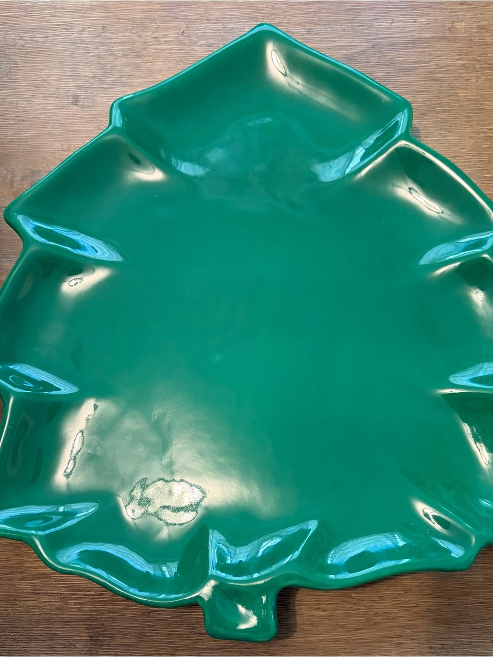 Pier 1 Imports Green Christmas Tree Serving Platter 15" x 13" Holiday